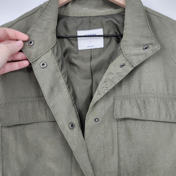 Old Navy Womens Soft Utility Jacket Size L Arugula Green Snap Front Lightweight - Picture 6 of 8